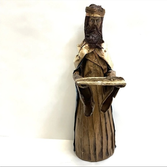 Vintage Paper Mache Wise Man Doll Nativity Scene Figure Mexico Handcrafted Art - Picture 1 of 11